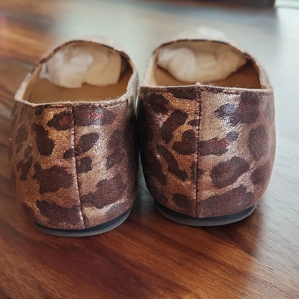 Cute Metallic Leopard Ballet Flats, Size 8, Nice, Report Brand